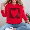 Simply Sage Market Women's Checkered Heart Cut Out Long Sleeve Garment Dyed Tee - 2 of 4
