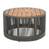 NAYSAYE Patio Accent Table Set Outdoor Rattan Rope Acacia Wood Coffee Table for Garden, Gray and Teak, 26"*26"*14.25" - 2 of 4