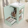 Gulches 20 in 18 in Undermount Rectangular Bathroom Sink in Green MDF Pine Wood Ceramic with Soft Close Drawer Open Shelves Towel Bar - 4 of 4