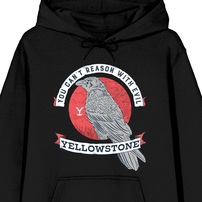 Yellowstone You Can't Reason With Evil Long Sleeve Black Adult Hooded Sweatshirt, 2 of 4