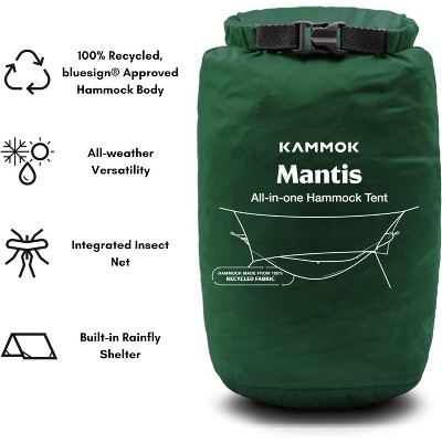 Pine Green Nylon All-Season Hammock Tent with Mosquito Net