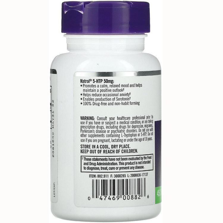 Natrol Dietary Supplements 5-Htp 50 mg Capsule 45ct, 3 of 3