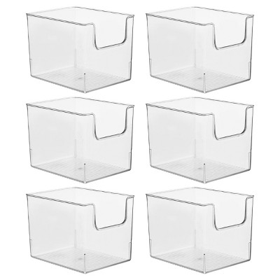 mDesign Kitchen Plastic Storage Organizer Bin with Open Front - 6 Pack - Clear