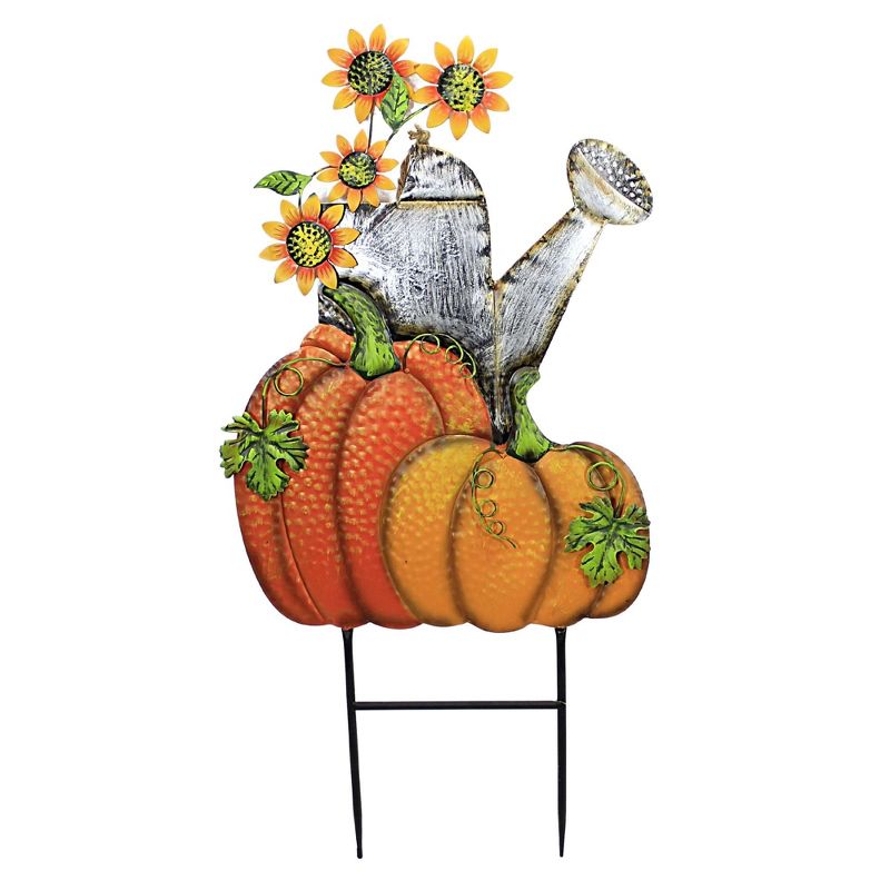 Direct International 37.5 Inch Watering Can With Pumpkins Yard Decor Sunflower Decorative Garden Stakes, 3 of 4