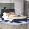 NicBex Queen Tufted Upholstered Bed Frame with Lift Up Storage,Platform Bed Frame with LED Light and USB,No Box Spring Needed,Black/White - 3 of 4