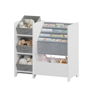 Dexmalle Multifunctional Kids Bookshelf with Collapsible Fabric Drawers - 1 of 4
