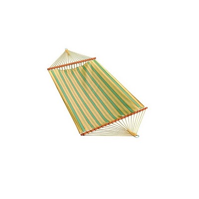 Northlight 80" x 52" Weather Resistant Blue and Yellow Striped 2-Point Double Hammock