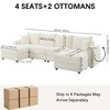 MYINDA 6-Seater U-Shaped Corduroy Sofa Set with USB Charging Port, Multi-Functional Storage Armrests for Living Room, Green - 3 of 4