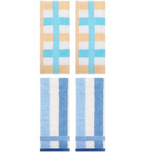 REGALWOVEN Striped Absorbent Soft Cotton Hand Towels for Bathroom 4 Pack - 1 of 4
