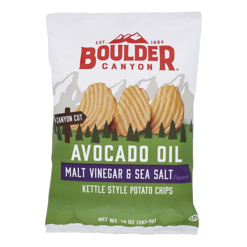 Boulder Canyon Avocado Oil Malt Vinegar & Sea Salt Kettle Chips - Case of 12/10 oz, 2 of 6