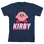 Bioworld Kirby with Fun Text Youth Navy Blue Graphic Tee
