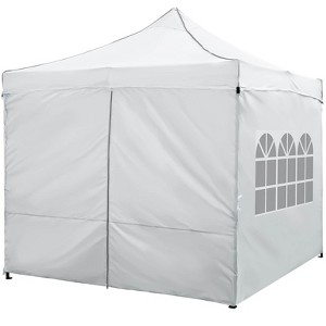 Costway 10 x 10 FT Pop up Canopy Tent with 4 Removable Sidewalls, Wheeled Bag, Sandbags Pink/White/Gray - 1 of 1