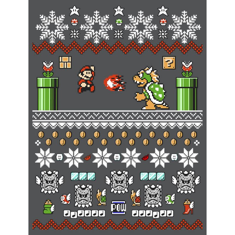 Men's Nintendo Ugly Christmas Mario and Bowser T-Shirt, 2 of 5