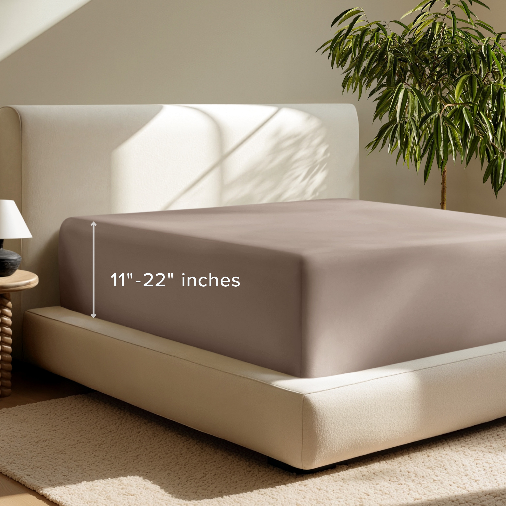 22 Inch Extra Deep Pocket Ultra Soft Easy Care Fitted Sheet by Bare Home - Queen, Taupe