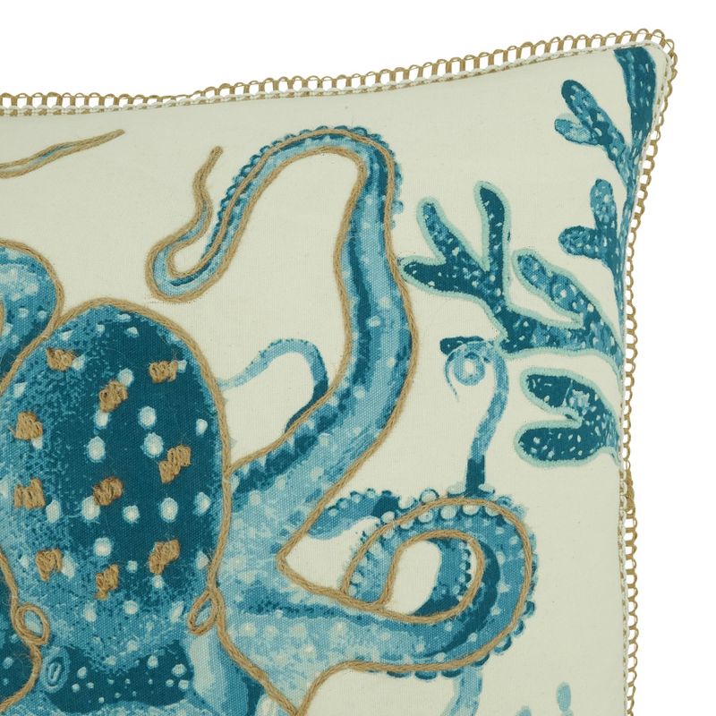 20&#34;x20&#34; Oversize Octopus with Poly Filling Square Throw Pillow Aqua Blue - Saro Lifestyle, 4 of 6