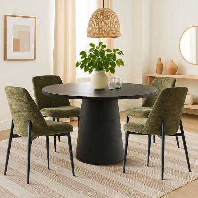 Armless Dining Chairs Set of 4,High-Back Linen Upholstered Kitchen Chair with Metal Legs for Dining Room,Kitchen,Living Room-Tanpinhause
