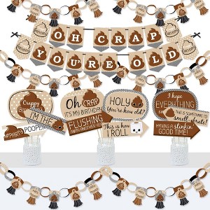 Big Dot of Happiness Oh Crap, You're Old - Banner and Photo Booth Decorations - Poop Birthday Party Supplies Kit - Doterrific Bundle - 1 of 4