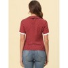Allegra K Women's Polka Dots Flat Collar Contrast Tie Neck Short Sleeve Blouses - 3 of 4