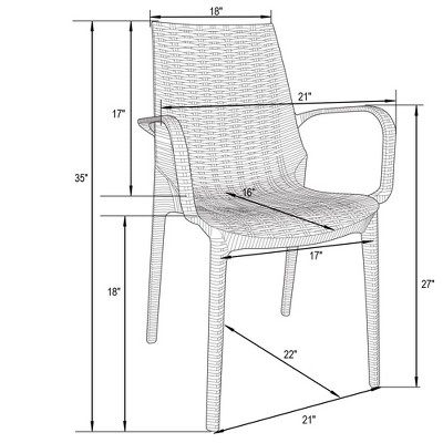 Kent Modern White Polypropylene Outdoor Dining Chair Set of 4