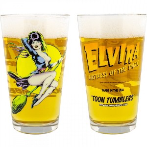 Adult Elvira Broom Stick Ride Pint Glass - 1 of 3