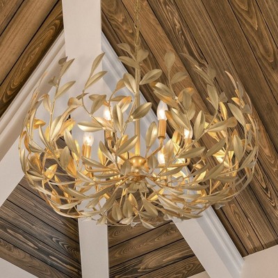 Antique Gold 6-Light Chandelier with Crystal Accents