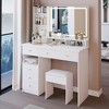 Ridstar 41 in. W Left Drawer Desktop Vanity Tables with Cushioned Stool & Ample Storage for Bedroom-White - 3 of 4