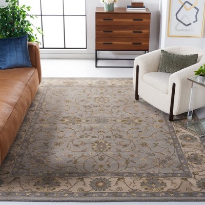 Elegant Heritage Hand-Tufted Wool Square Rug in Grey - 6' x 6'