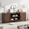 Farmhouse TV Stand for 75" TVs - Sturdy Metal Legs & 2 Open Shelves, Wood Media Console for Living Room - 3 of 4