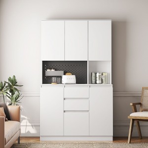 CENGHU Kitchen Pantry Cabinet with Charging Station,Freestanding Kitchen Hutch with Microwave Stand, for Kitchen,Living Room,Dinning Room - 1 of 4