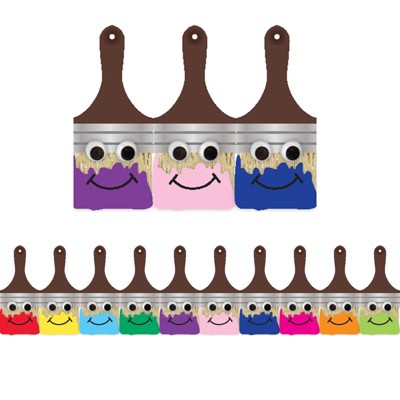 Hygloss Happy Paintbrush Die Cut Classroom Border, 12 Strips/36 Feet (Pack of 6)