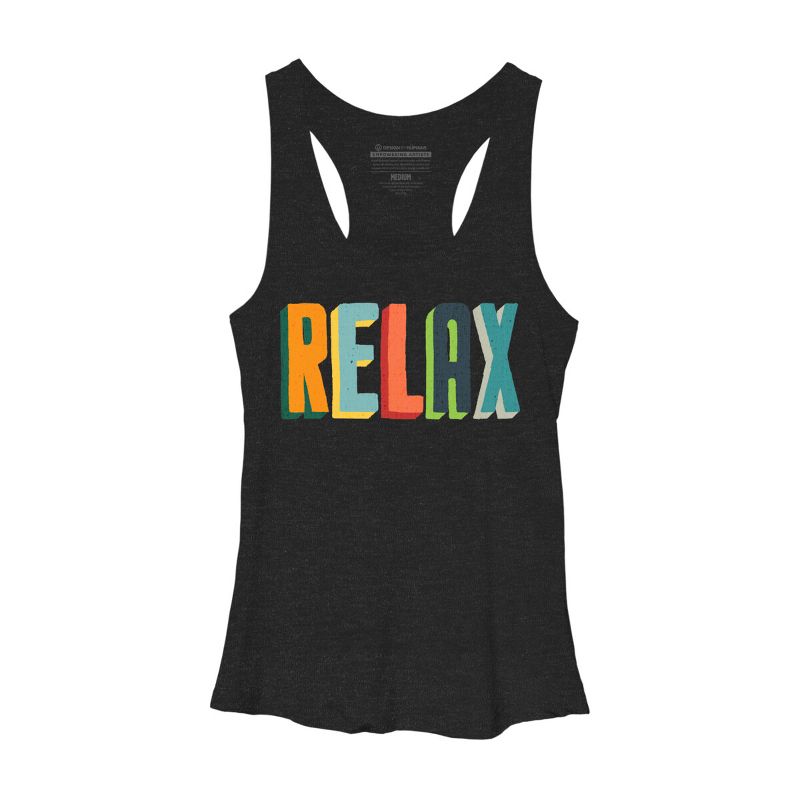 Women's Design By Humans Relax Color Block Letters By radiomode Racerback Tank Top, 1 of 3