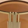 Kumasinova 31.5" Round Tempered Glass Coffee Table with Golden Metal Frame,2-Tier Luxury Center Table for Living Room,120lbs Max,Brown - 3 of 4