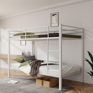 COMHOMA Metal Bunk Bed Twin Size, Space-Saving Twin Size Bed Frame for Kids Teens, No Box Spring Required - 1 of 3