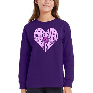 LA Pop Art Forever In Our Hearts - Girl's Word Art Long Sleeve T-Shirt - 1 of 4