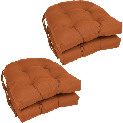 Red Twill U-Shaped Tufted 16" Chair Cushions Set of 4