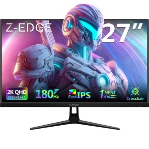 Z-EDGE 27” 2K 2560 x 1440 QHD 180Hz 1ms IPS Gaming Monitor, FreeSync, HDR10, 2 x HDMI 2.0, 2 x DisplayPort 1.4, Support VESA Mount - 1 of 4