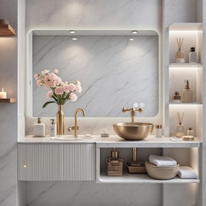 Wooakway Rectangle Frameless Bathroom Vanity Mirror LED Wall Mirror for Living Room Bathroom Bedroom Entryway - 1 of 4