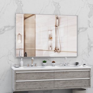 Oversized Modern Rectangle Bathroom Mirror with Silver Frame Decorative Large Wall Mirrors, Wall Mounted mirror w/ Aluminum Frame - 1 of 4