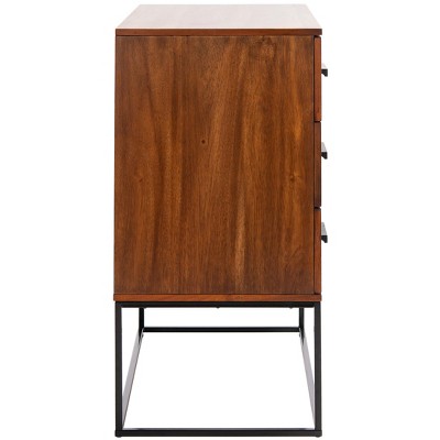 Marquise Brown Mahogany 3-Drawer Chest with Black Metal Frame