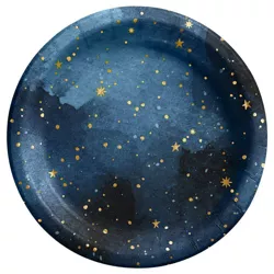 6.75" 20ct Celestial Snack Paper Plates with Foil Navy - Spritz™