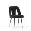 Akoasm Set of 2 Modern Velvet Upholstered Dining Chair with Nailheads and Gold Tipped Black Metal Legs For Dining Room & Kitchen-Black - 4 of 4