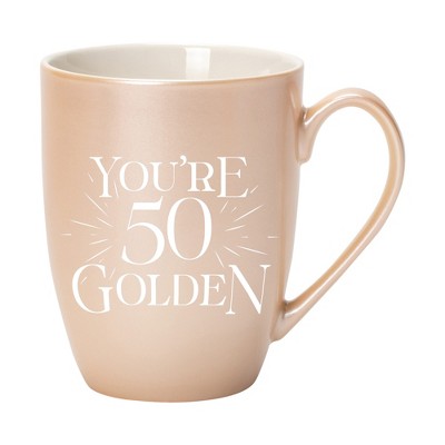 Elanze Designs You're 50 Golden Precious Pearl 10 ounce New Bone China Coffee Cup Mug