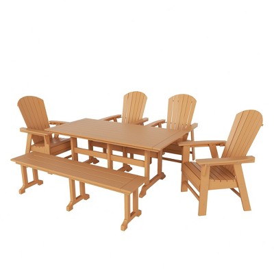 WestinTrends 6 Piece Outdoor Patio Dining Table and Armchair Dining Bench Set