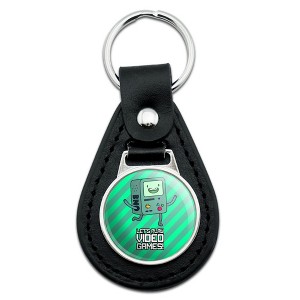 Adventure Time Bmo Play Video Games Black Leather Keychain - 1 of 4