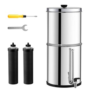 VEVOR Gravity-fed Water Filter System, 2.25G 304 Stainless-Steel Countertop System, Water Filtration System, Reduces Lead and up to 99% - 1 of 4