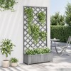 VidaXL Planter with Trellis Gray Solid Wood Fir - 3 of 4