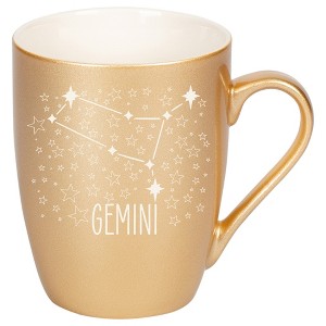 100 North Zodiac 10 Ounce Vegas Gold Metallic Finish, Comfortably Fits Your Hands, New Bone China Coffee Tea Cup Mug, Gemini - 1 of 1