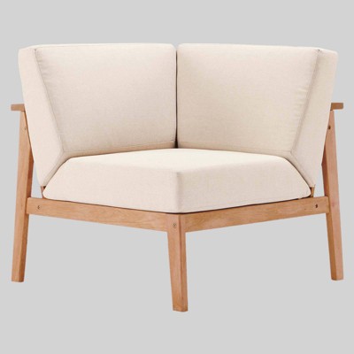 Sedona Outdoor Patio Eucalyptus Wood Sectional Sofa Corner Chair - Natural/Taupe - Modway
