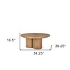 HomeRoots 39" Natural Solid Wood Round Pedestal Coffee Table - 3 of 4