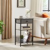 VECELO Tall Side End Table, Nightstand Shelf Storage Organizer with Pull-Out Metal Basket for Living Room or Bedroom, Gray/Brown - 4 of 4